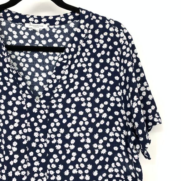 BeachLunchLounge A-Line Short Sleeve Dress Womens Size Medium Blue White Floral - Picture 3 of 6